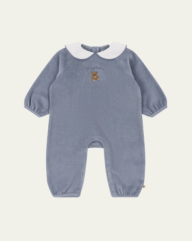 Girl's Miffa Teddy Embroidered Coverall, SizeNewborn-